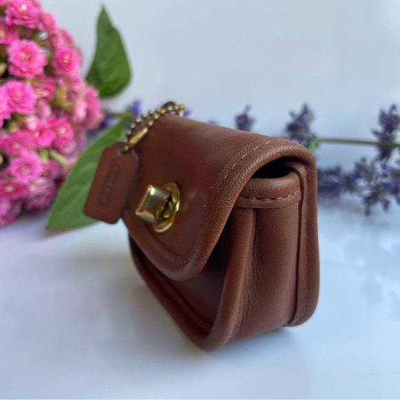 Vintage Coach Mini City Key Fob Coin Purse In British Tan Leather 7105- VGC - Picture 11 of 16